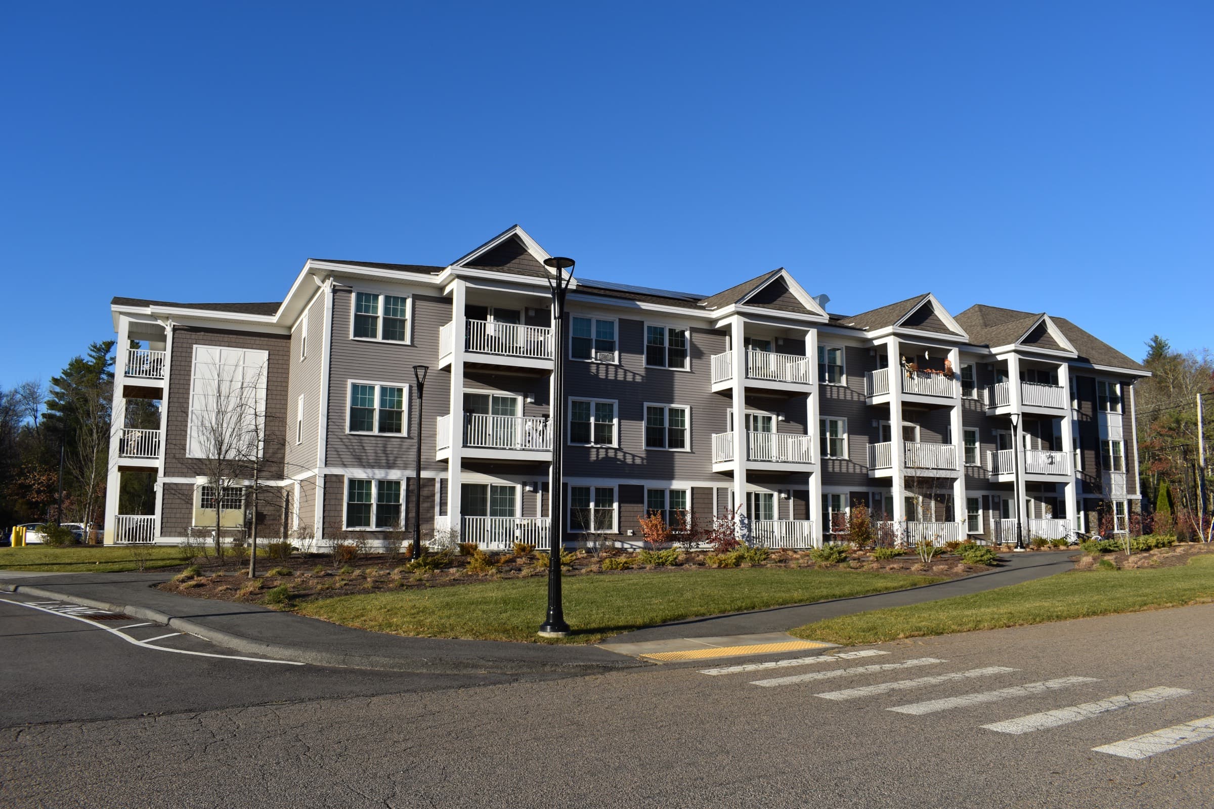 Depot Village apartment building exterior in Hanson, Massachusetts
